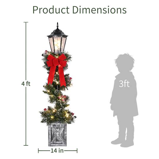 Puleo International 4ft. Pre-Lit Frosted Spiral Artificial Christmas Lamp Post with Decorative Pot Base, 2ct.